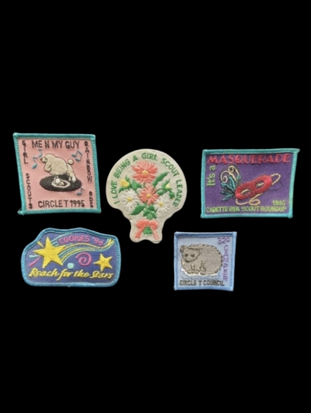 1995 AND 1996 5 GIRL SCOUT PATCHES